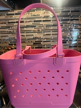 Pink Perforated Tote Bag by